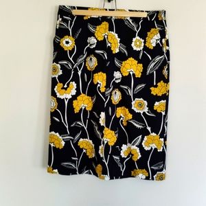 Navy and mustard floral skirt